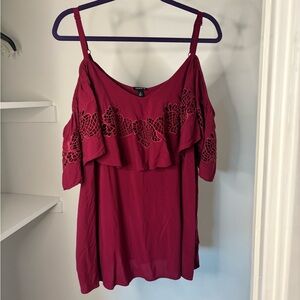 Torrid Burgundy Cold Shoulder Blouse